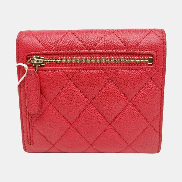 Quilted Grained Calfskin Wallet Small Red
