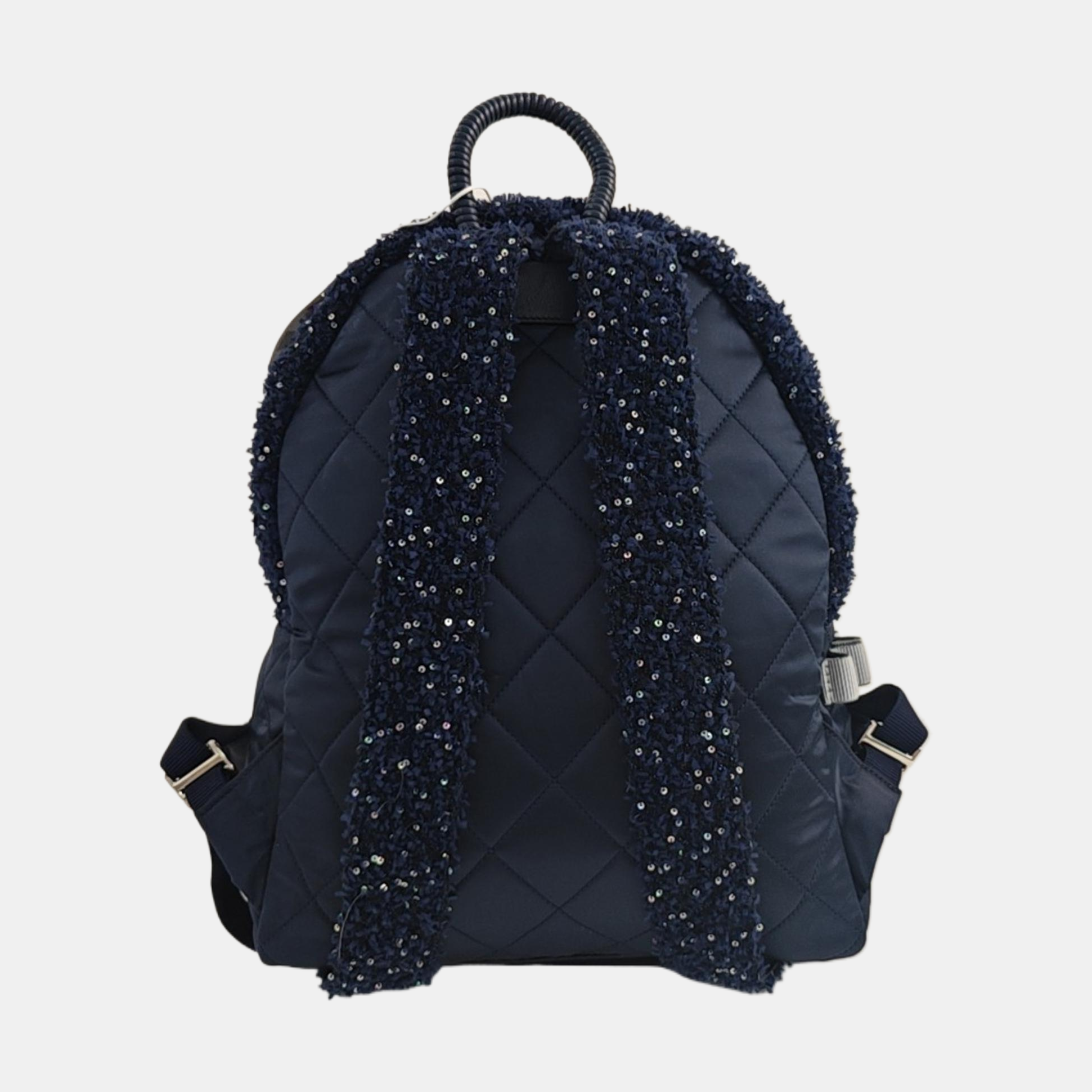 Quilted Nylon Backpack Blue