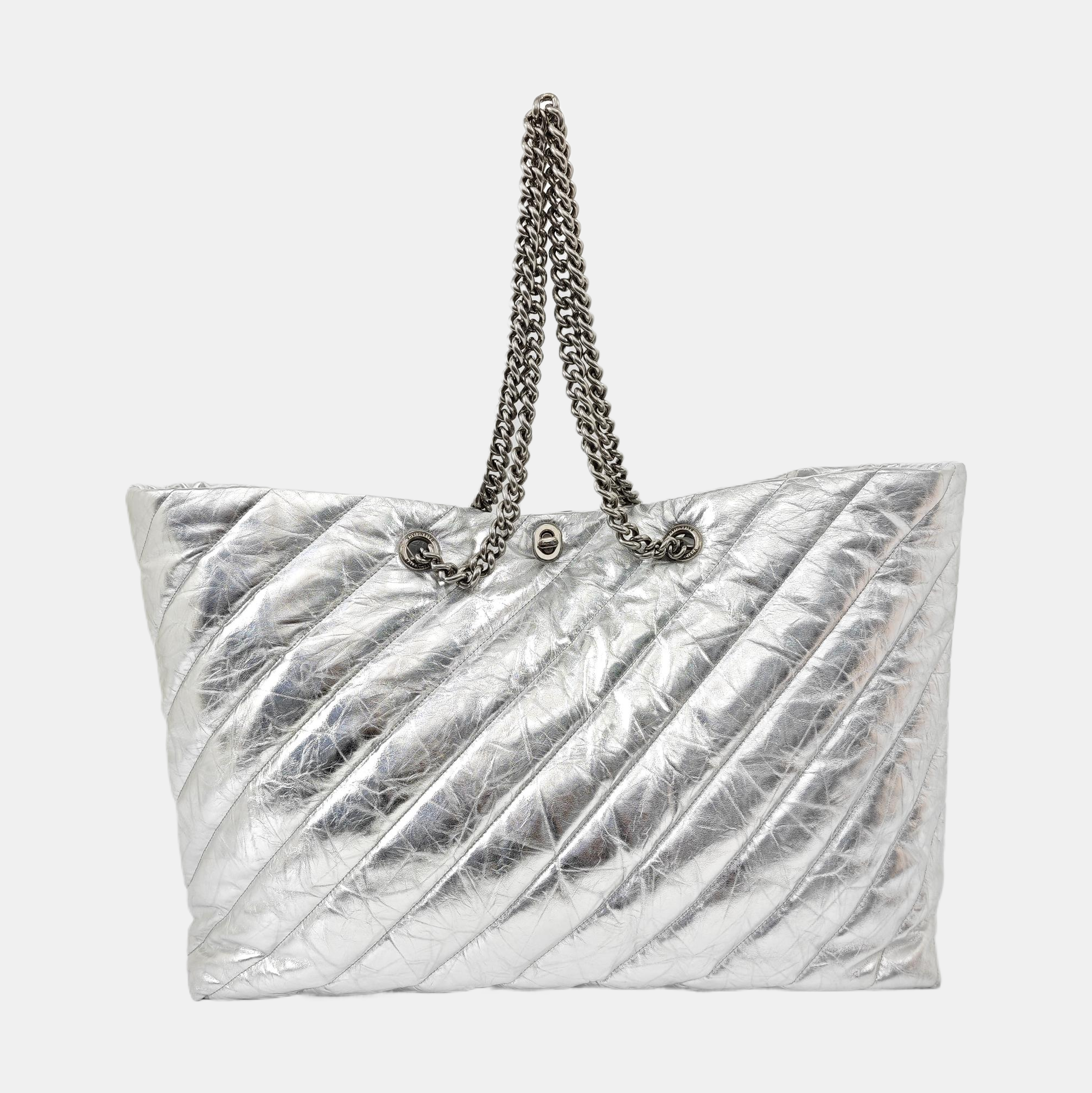Crush Large Quilted Calfskin Silver