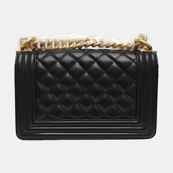 BOY CHANEL Small Quilted Grained Calfskin Black
