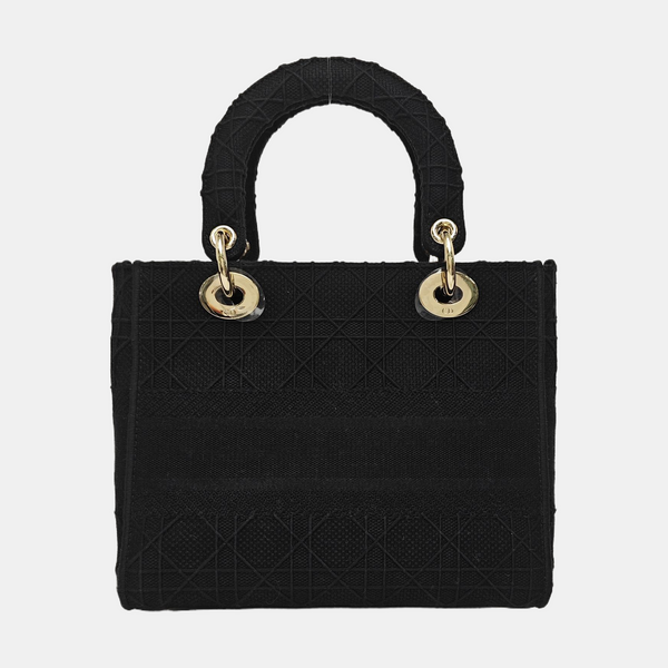 Lady D-Lite Medium Cannage Canvas Black