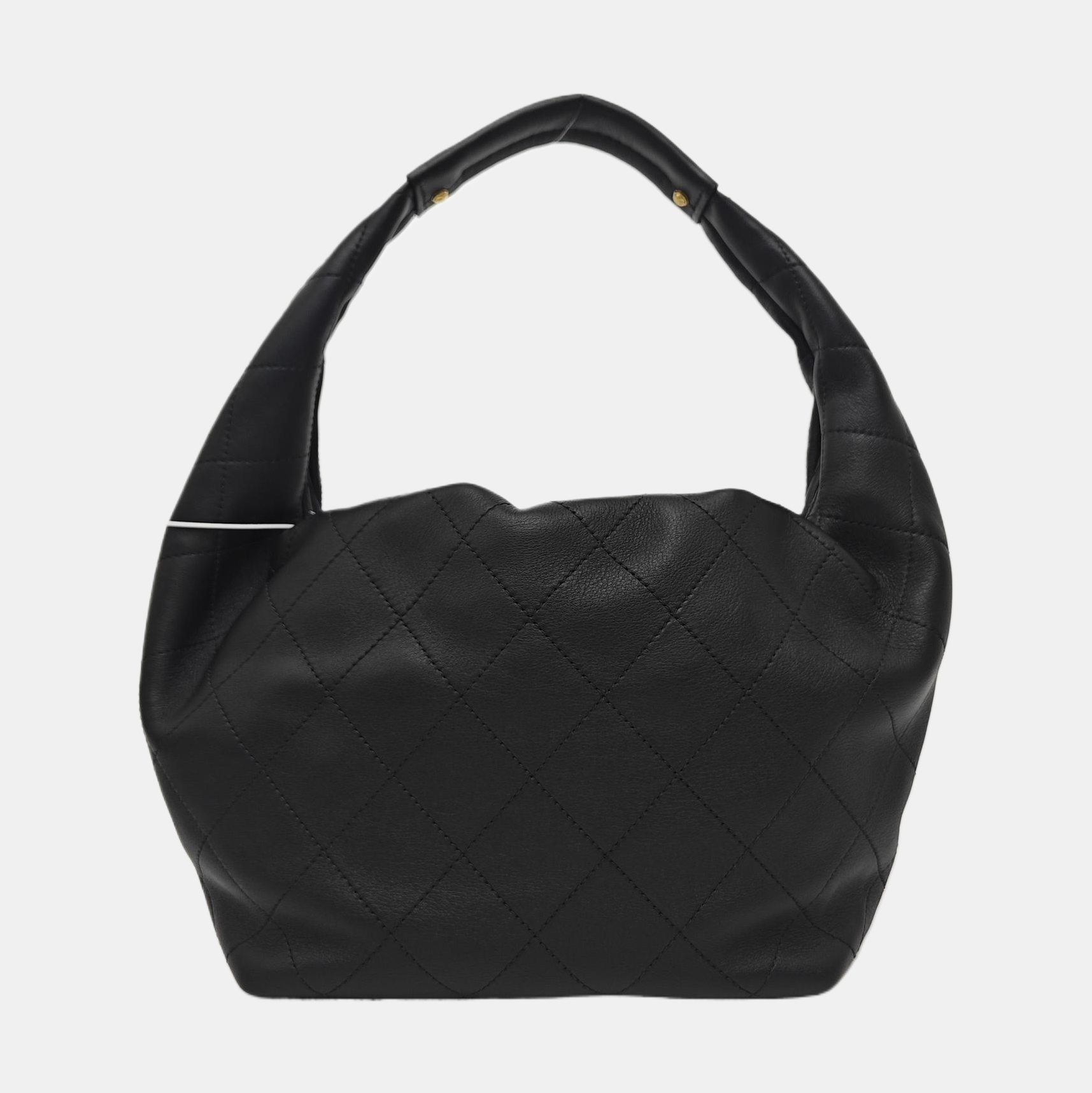Quilted Calfskin Top Handle Bag Black