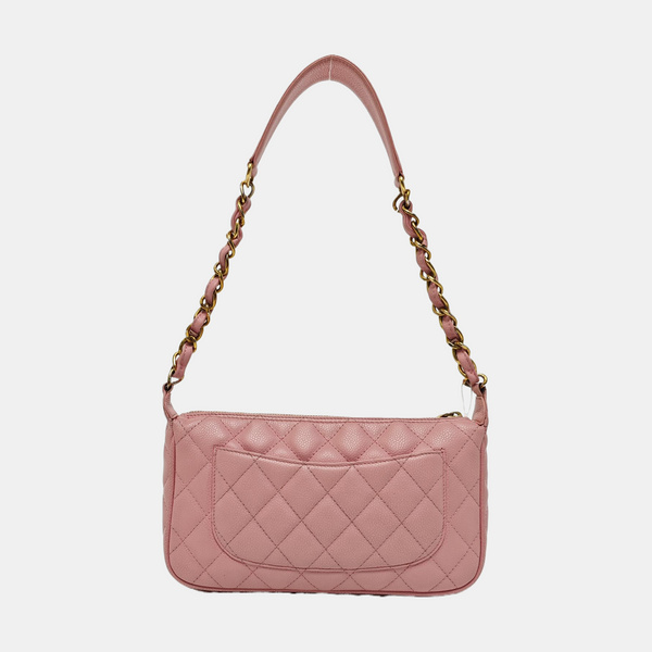 Quilted Grained Calfskin Top Handle Bag Pink