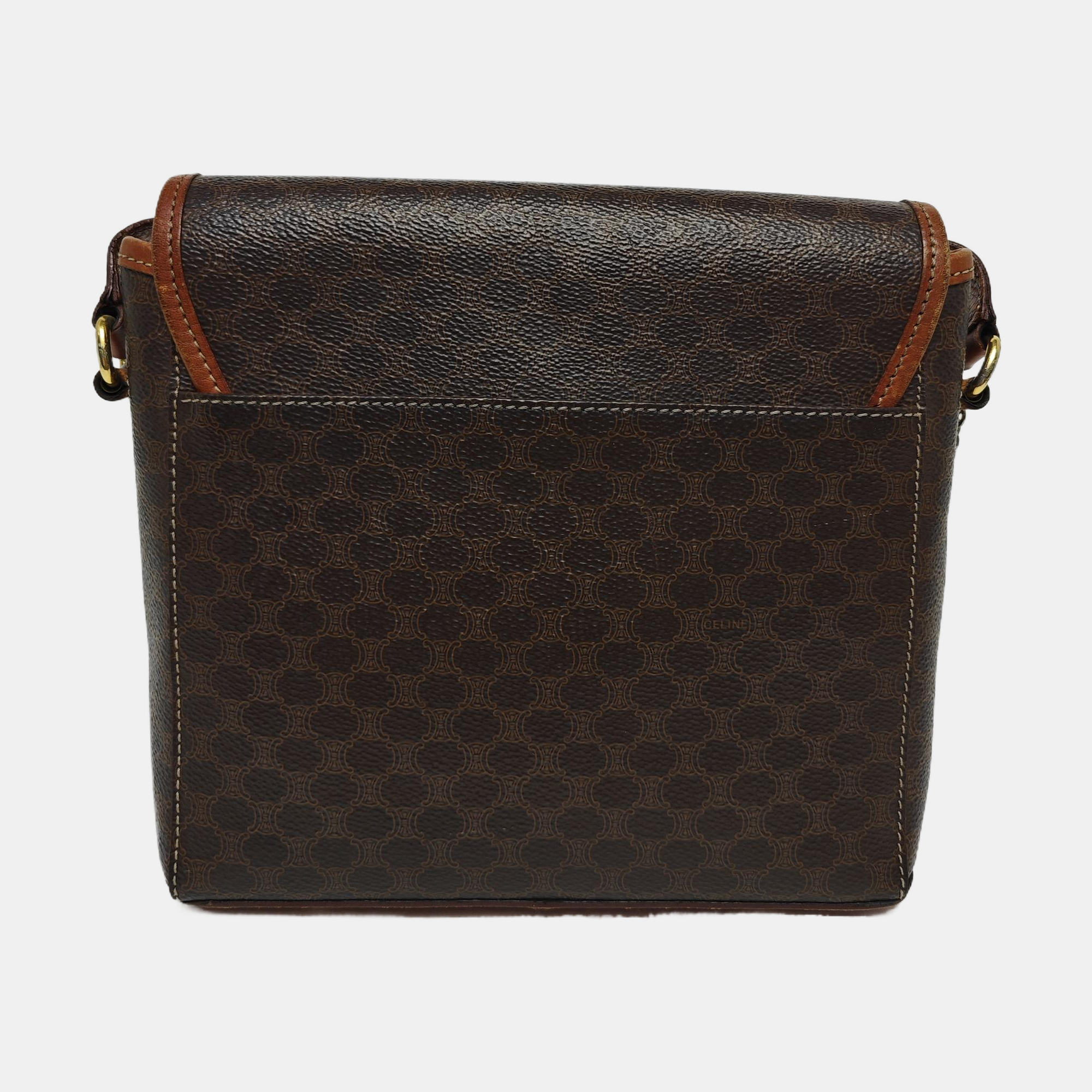 Coated Canvas Shoulder Bag Brown