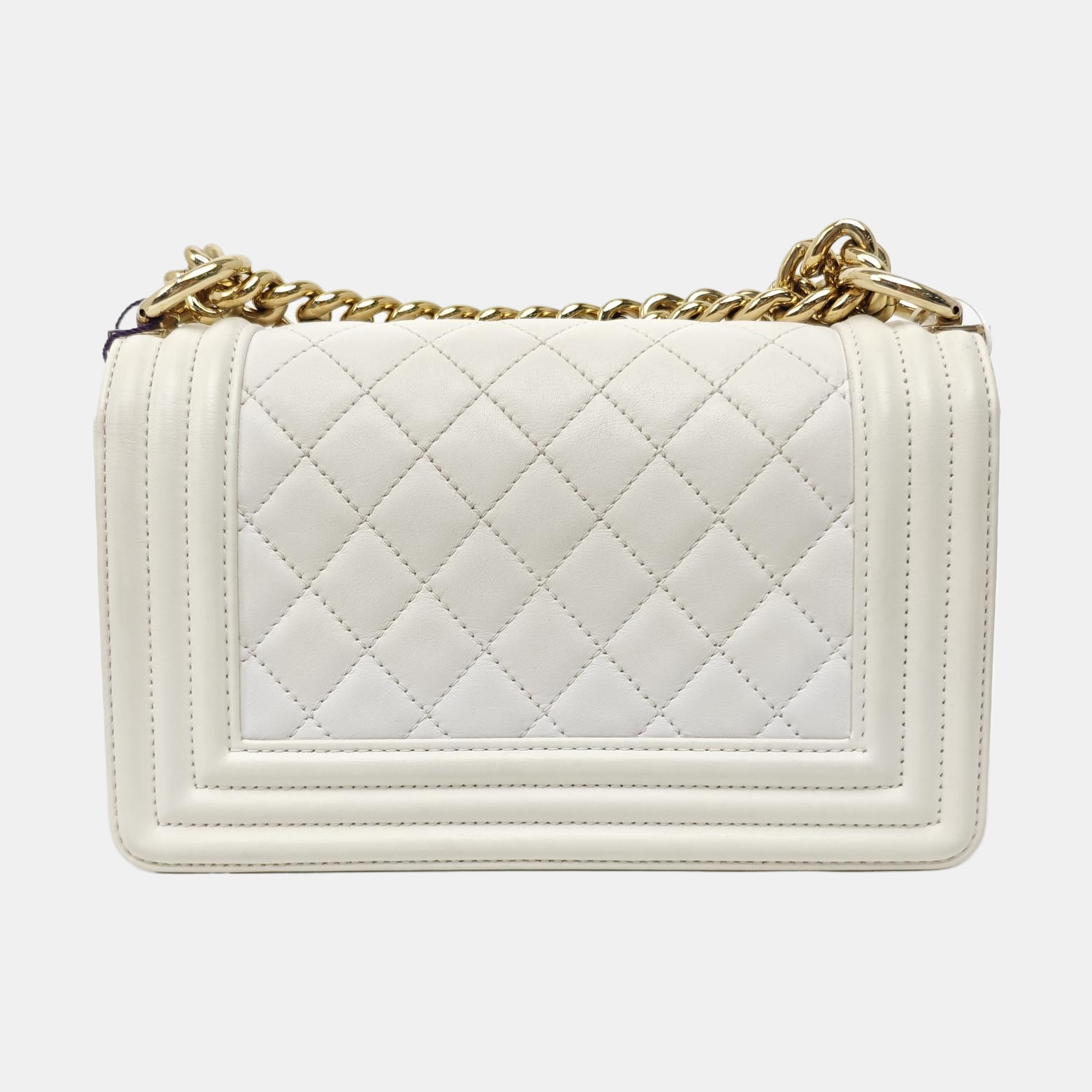 BOY CHANEL Small Quilted Calfskin White