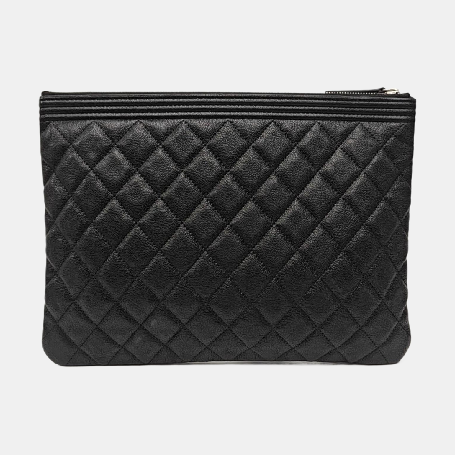 BOY CHANEL Large Quilted Grained Calfskin Black