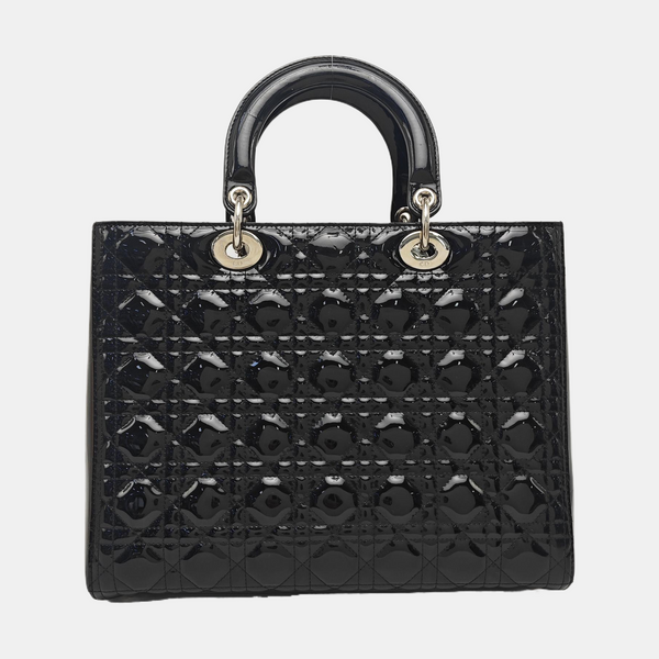Lady Dior Large Cannage Patent Leather Black