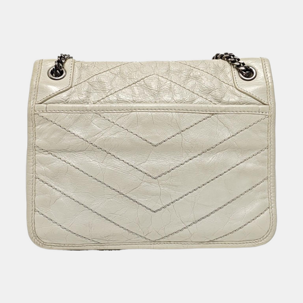 NIKI Small Chevron Calfskin White