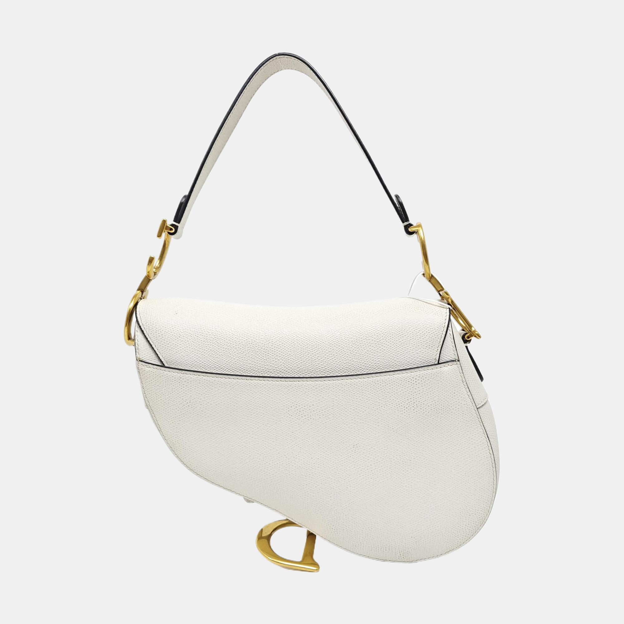 Saddle Medium Calfskin White