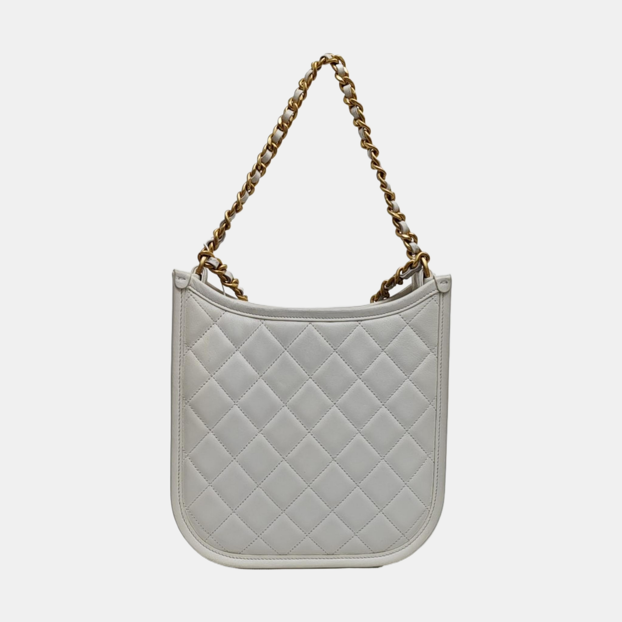 Quilted Calfskin Small White