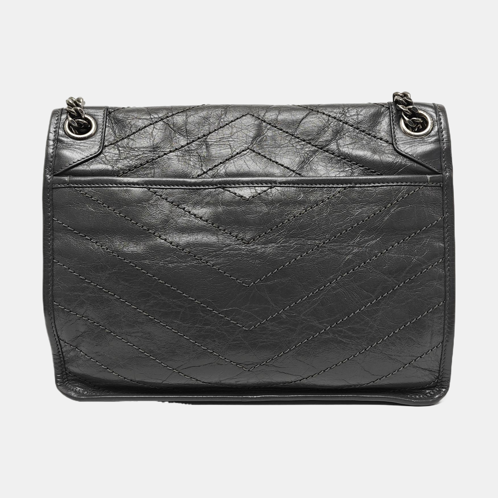 NIKI Medium Chevron Calfskin Gray