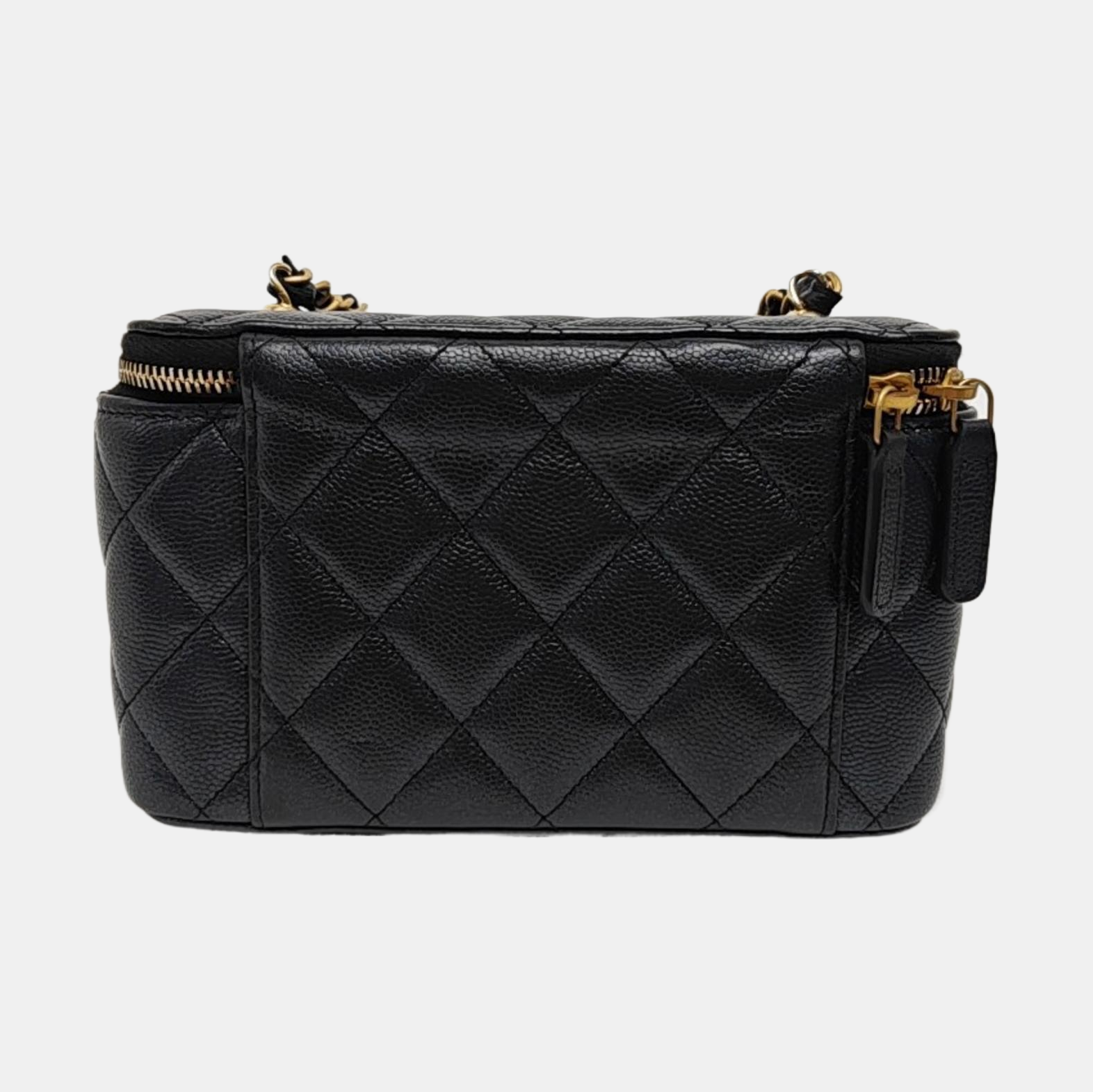 VANITY CASE Small Quilted Grained Calfskin Black