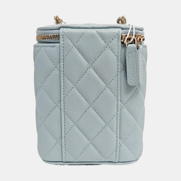 VANITY CASE Quilted Grained Calfskin Blue