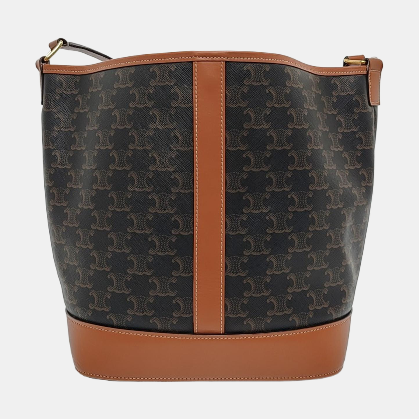 Authenticated pre-owned  TRIOMPHE CANVAS Medium Coated Canvas Brown - Bucket Bag at Looply