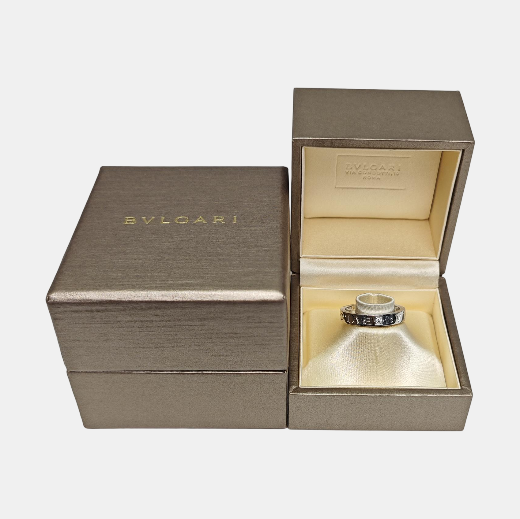 B.ZERO1 18k White Gold Silver Ring EU 60