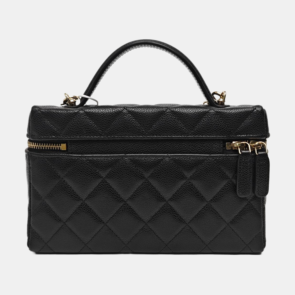 Quilted Grained Calfskin Shoulder Bag Black