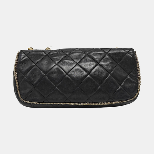 Quilted Calfskin Shoulder Bag Black