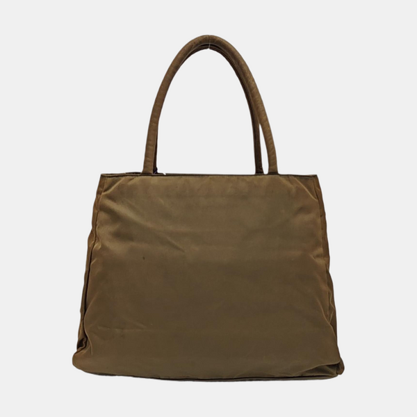 Nylon Top Handle Bag Brown