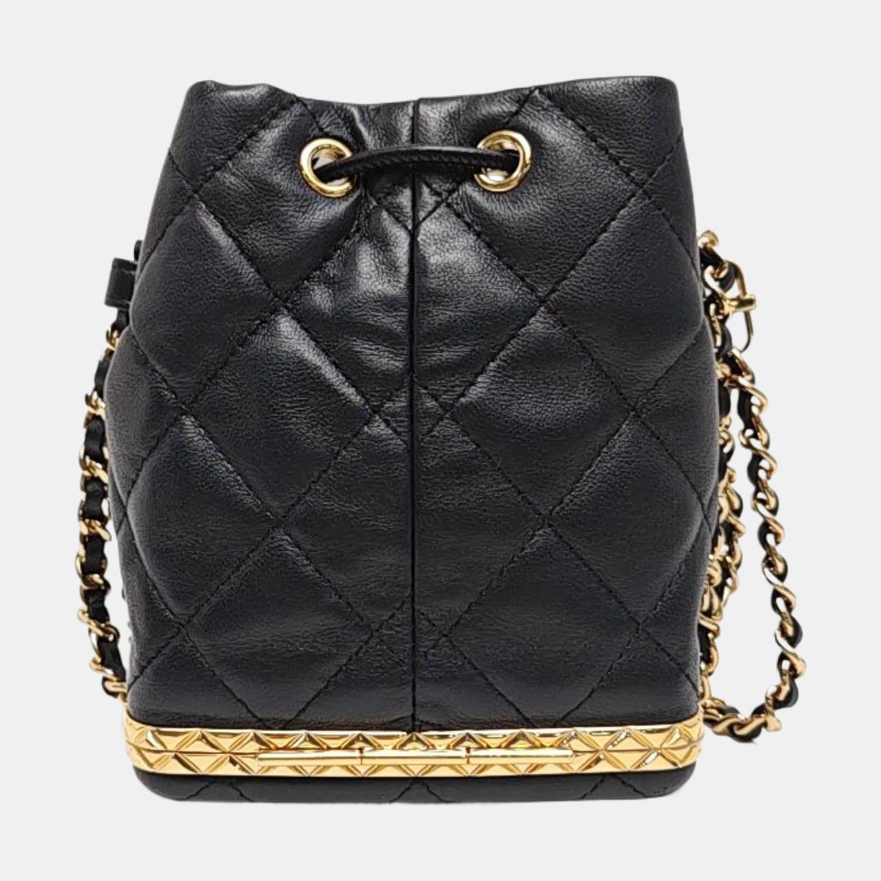 Quilted Lambskin Bucket Bag Black