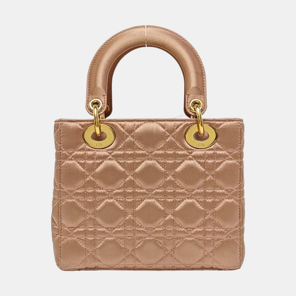 Lady Dior Small Cannage Silk Satin Pink