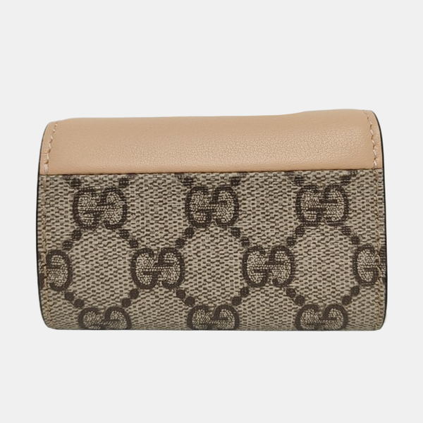 Monedero llavero GG Marmont de lona monogram en beis