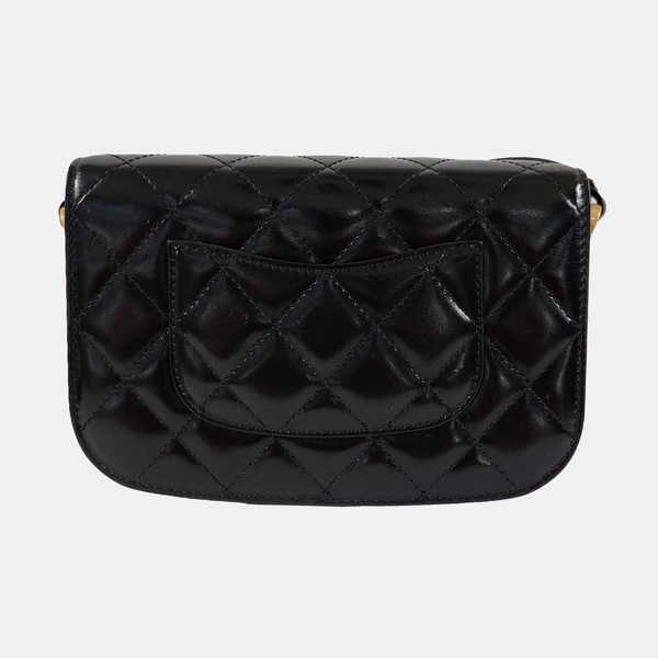 Mini Quilted Waxed Cafskin Black