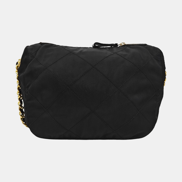 Quilted Nylon Shoulder Bag Black
