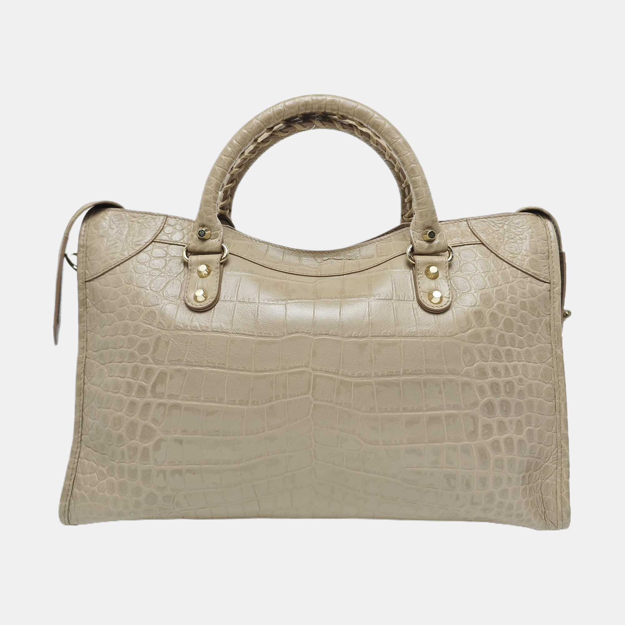 Classic Metallic Edge City Medium Calfskin Beige