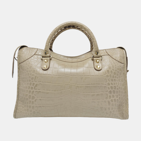 Classic Metallic Edge City Medium Calfskin Beige