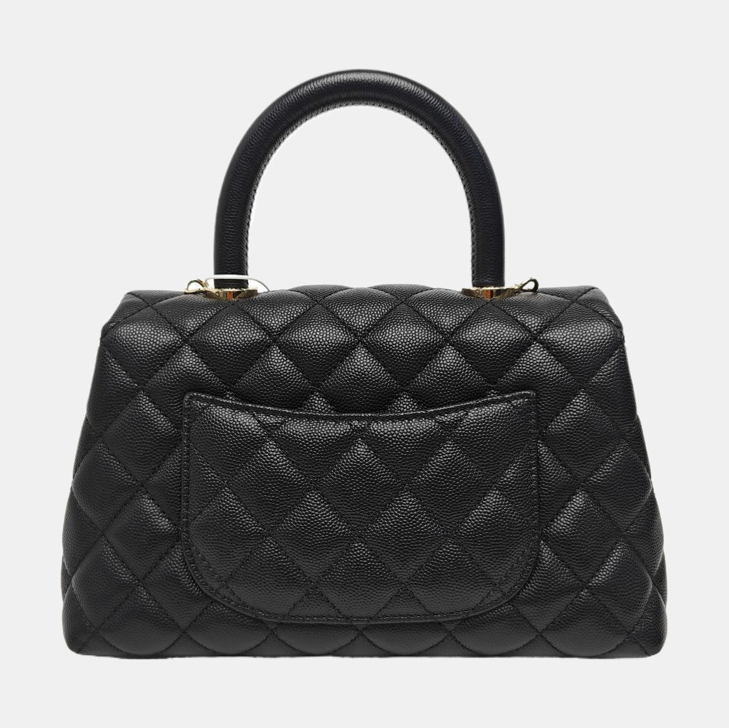 COCO HANDLE Small Quilted Grained Calfskin Black