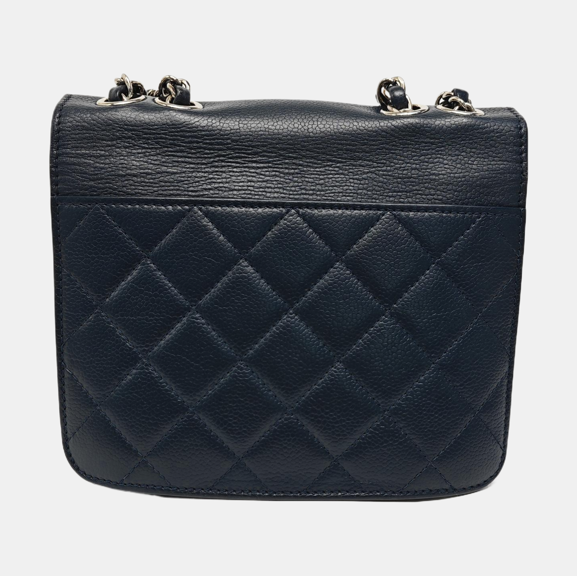 Quilted Grained Calfskin Crossbody Bag Blue