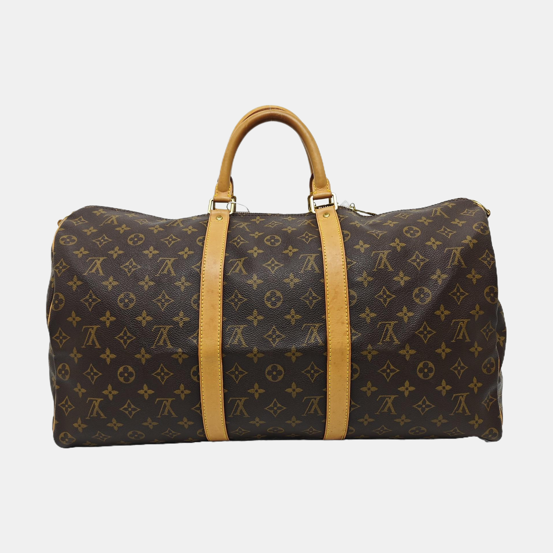 KEEPALL 50 Monogram Coated Canvas Brown