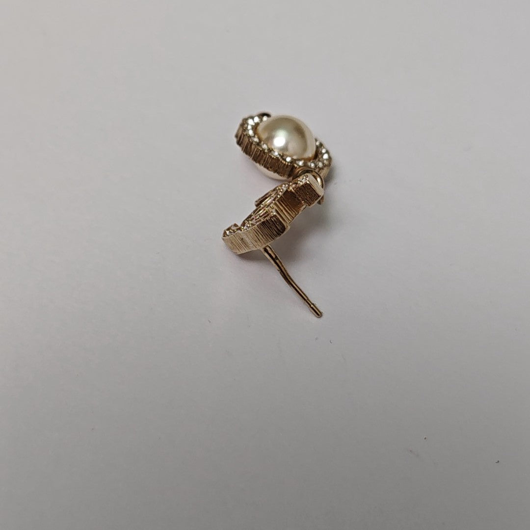 CC Logo Metal Gold Stud Earrings