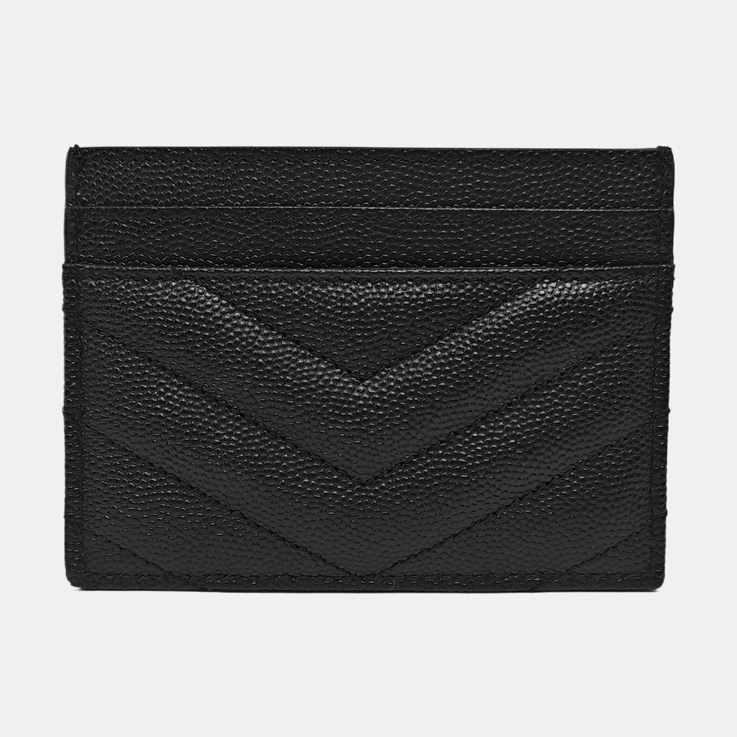 MONOGRAM Chevron Calfskin Black Card Holder