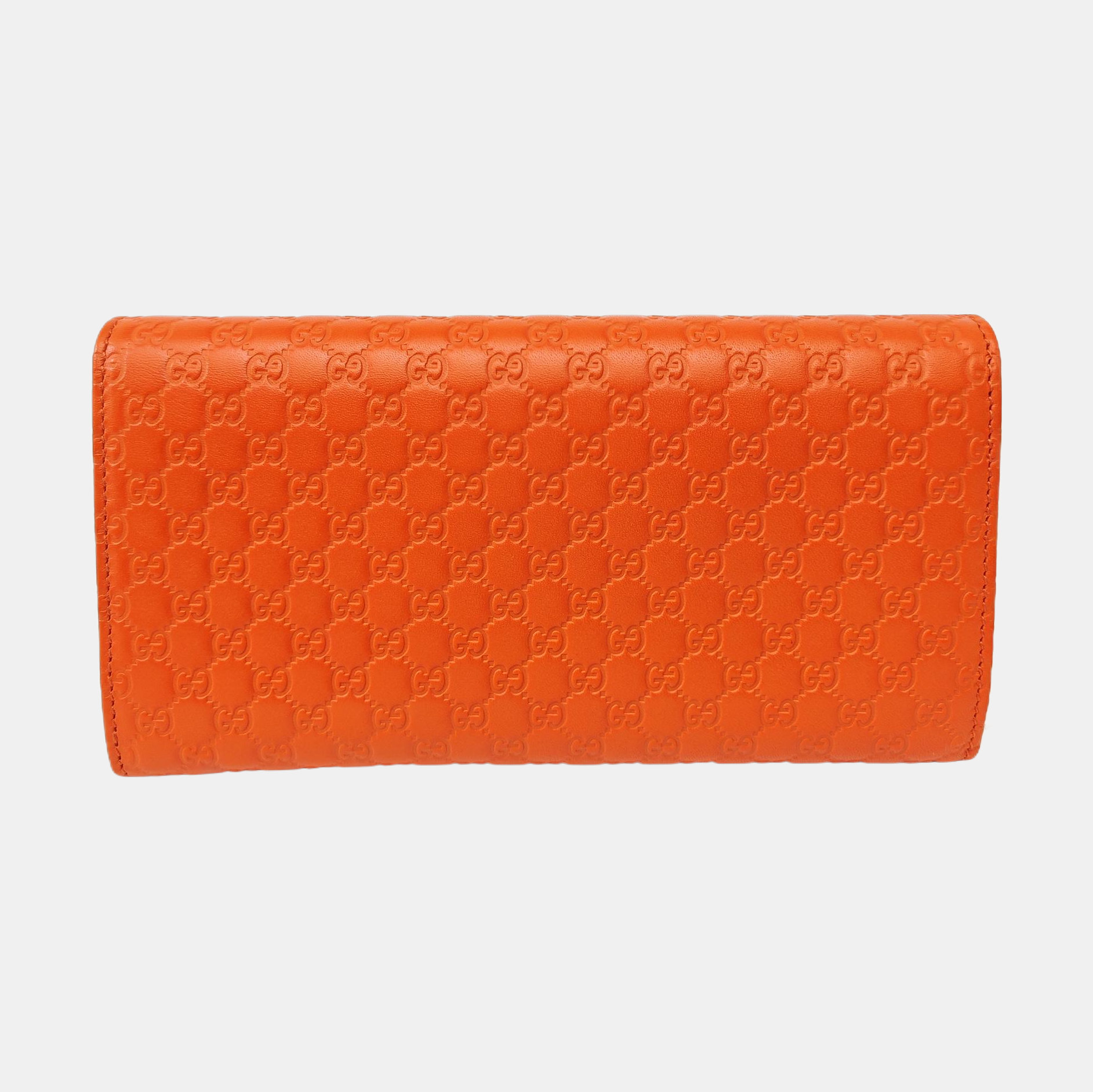 Microguccissima Monogram Calfskin Orange Wallet