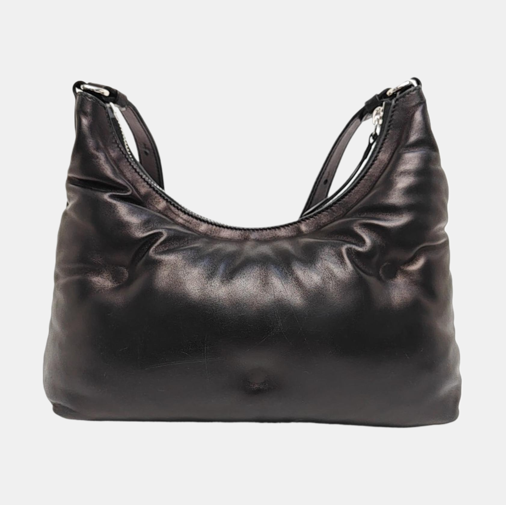 Quilted Leather Shoulder Bag Black