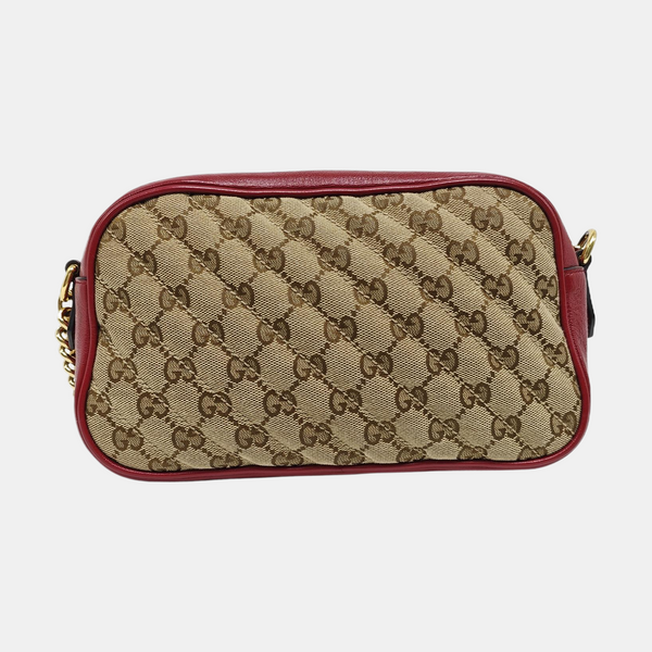 GG Marmont Small Quilted Canvas Beige