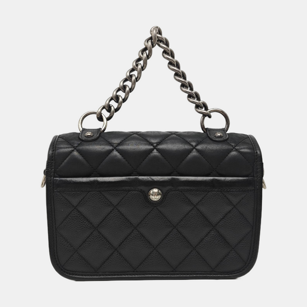 Quilted Calfskin Shoulder Bag Black