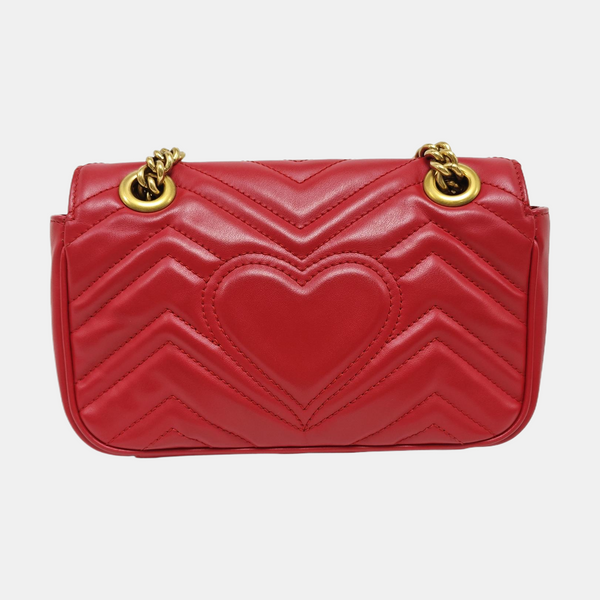 GG Marmont Small Quilted Calfskin Red
