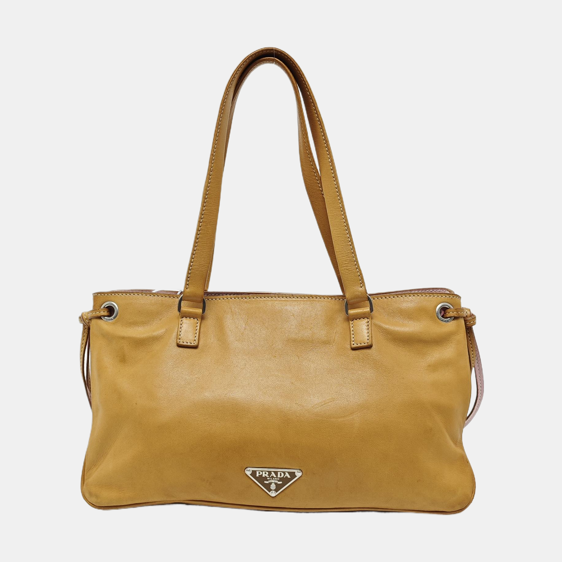 Lambskin Top Handle Bag Brown