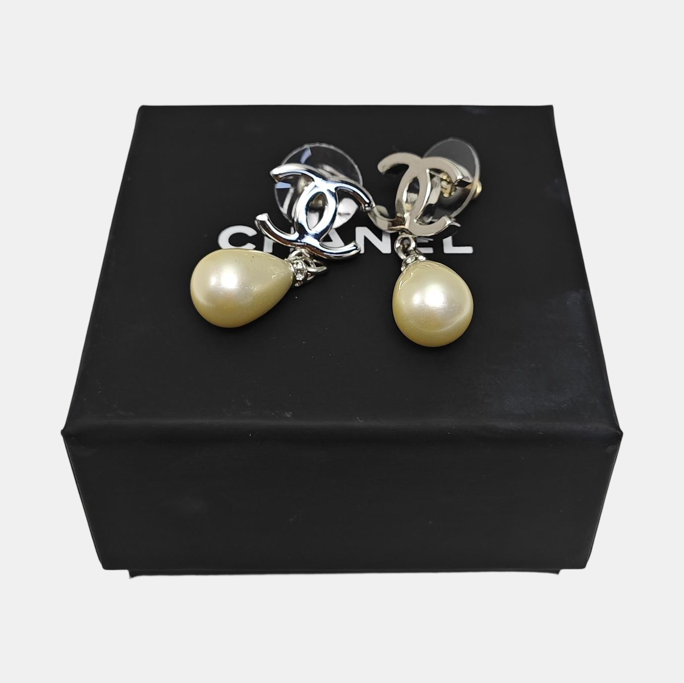 Faux Pearl Silver Earrings