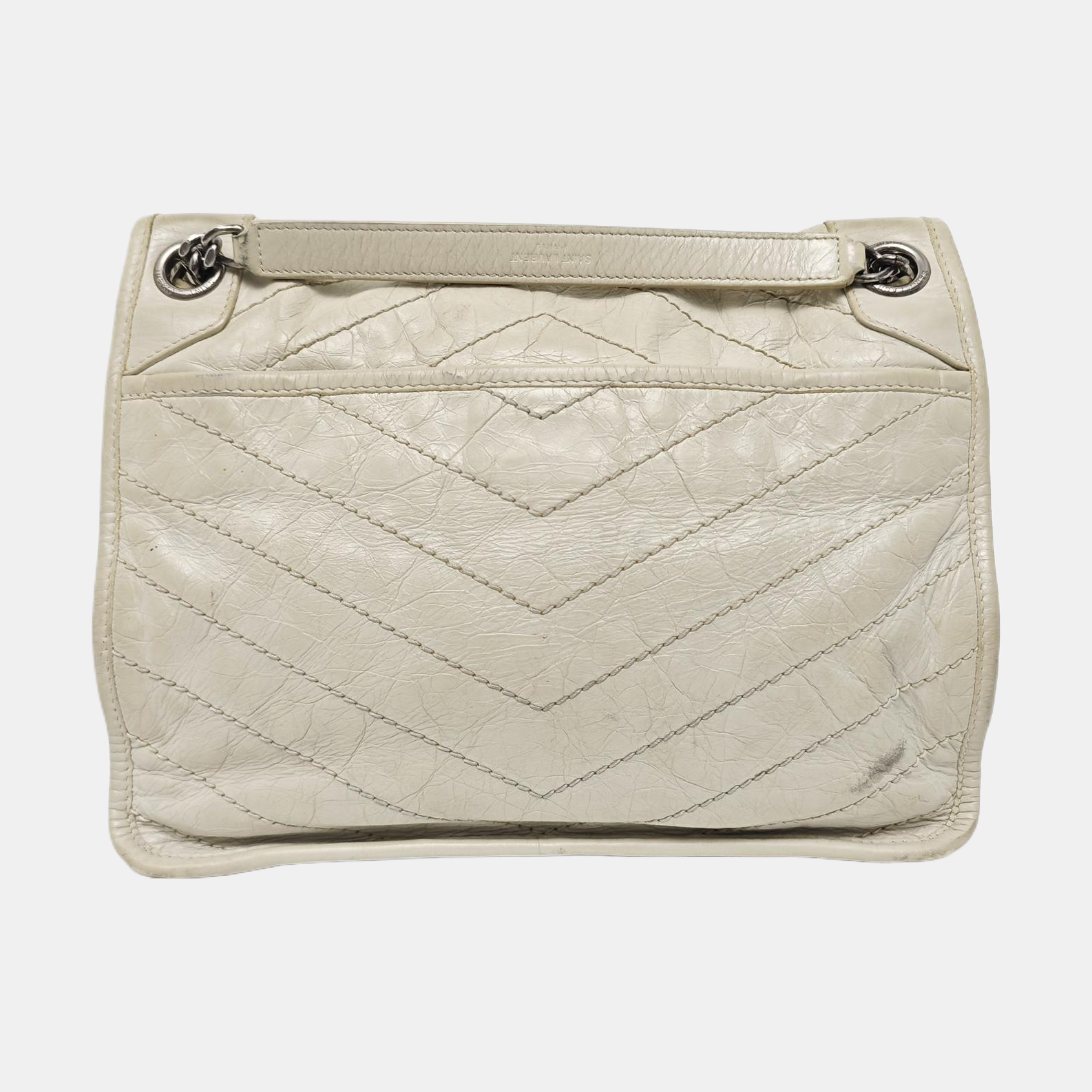 NIKI Medium Chevron Calfskin White