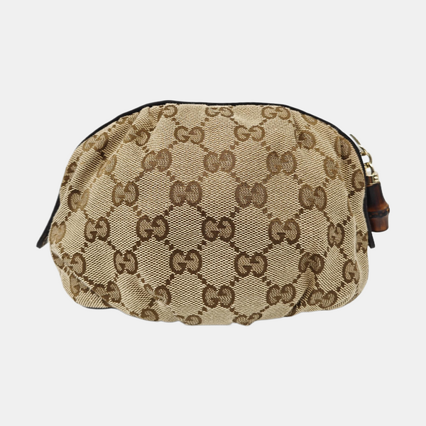 Monogram Fabric Clutch Beige