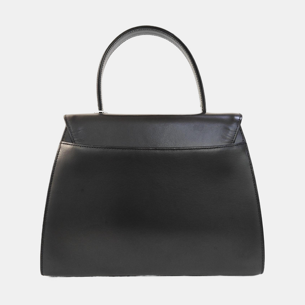 Calfskin Top Handle Bag Black