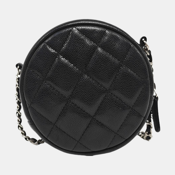 ROUND Quilted Grained Calfskin Black