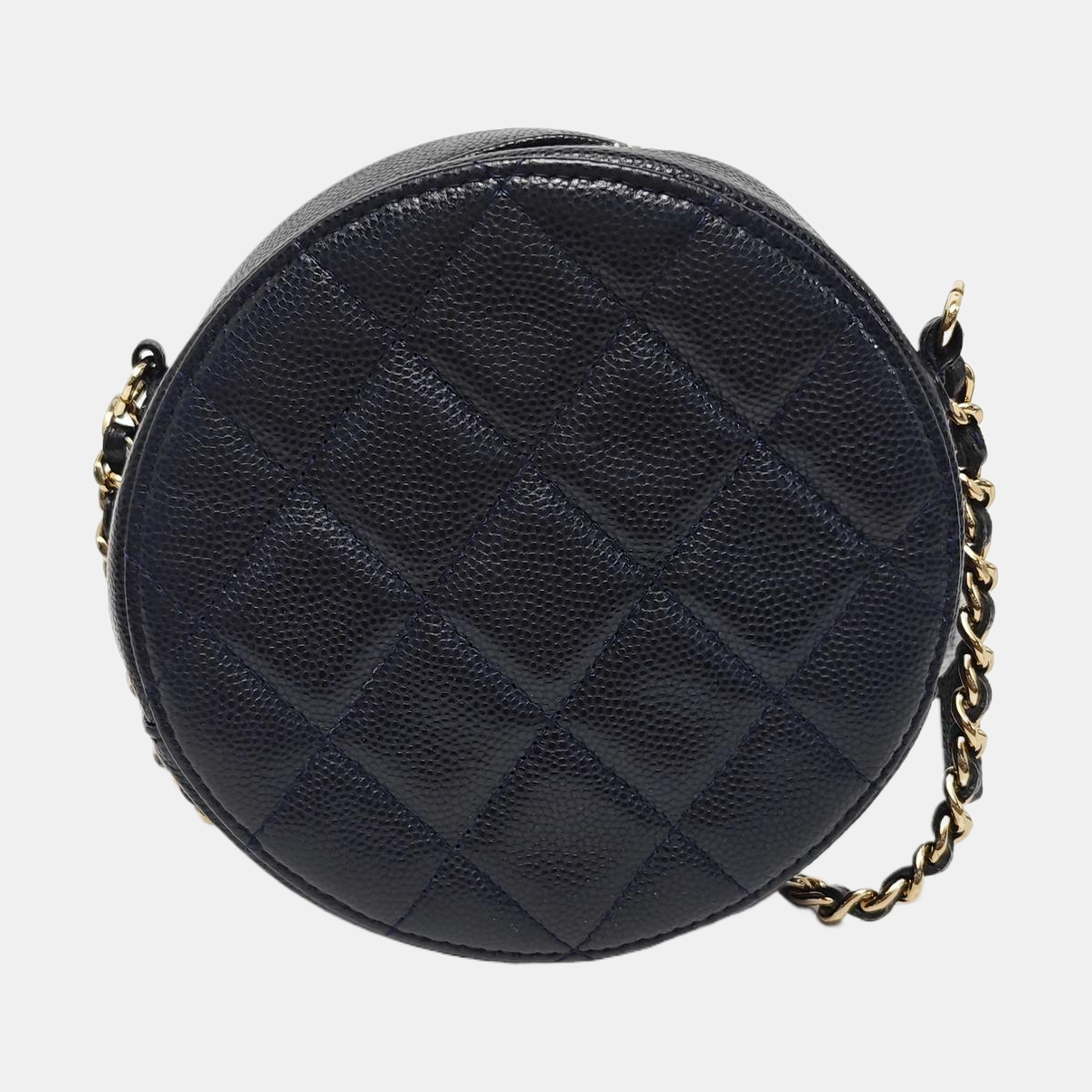 ROUND Quilted Grained Calfskin Blue
