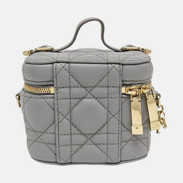Authenticated pre-owned  Lady Dior Super Mini Quilted Lambskin Grey - Shoulder Bag at Looply