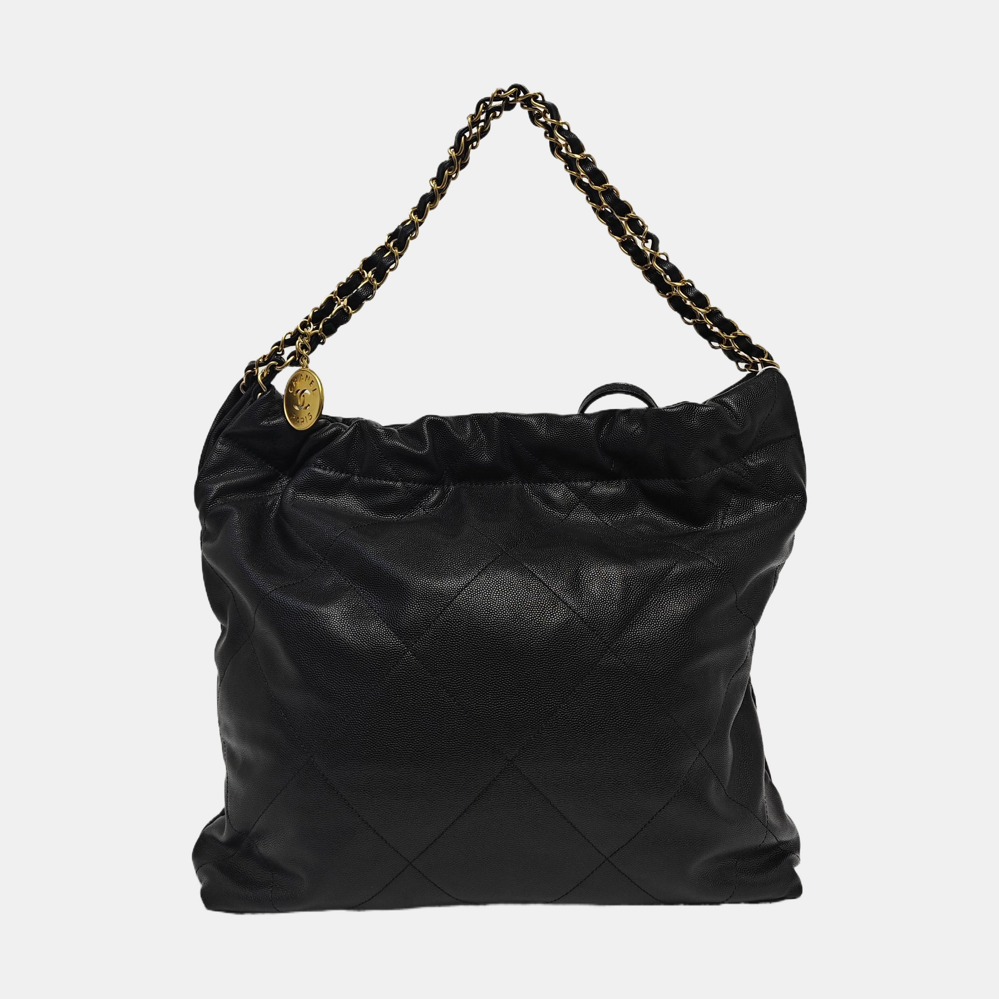 CHANEL 22 Medium Quilted Grained Calfskin Black