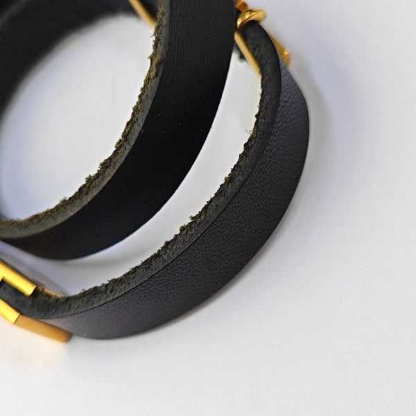 Leather Black Bangle