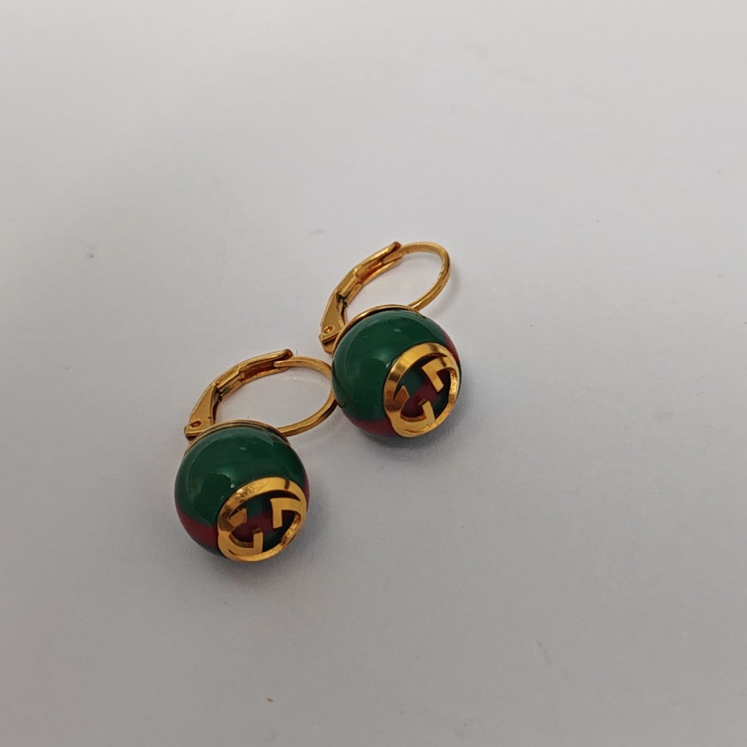 Metal Green Stud Earrings